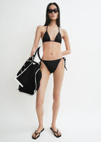 Monogram pointelle bikini top black