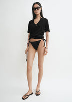 Monogram pointelle bikini bottoms black