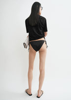 Monogram pointelle bikini bottoms black
