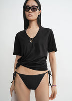 Monogram pointelle bikini bottoms black