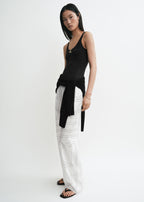 Monogram cotton-blend pj bottoms white/black