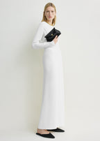 Mini T-lock frayed satin clutch black