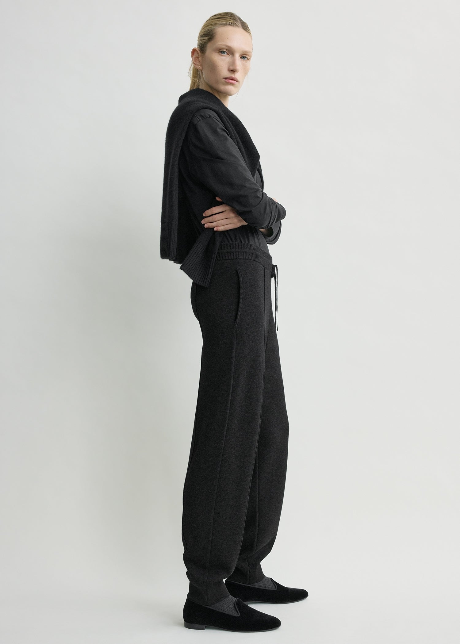 Pintucked sweatpants charcoal