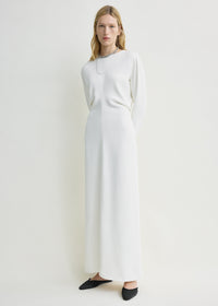 Long-sleeve slouch waist dress macadamia
