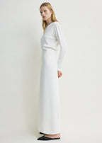 Long-sleeve slouch waist dress macadamia