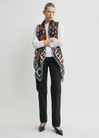 Winter blanket scarf navy/red