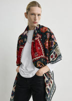 Winter blanket scarf navy/red