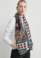 Winter blanket scarf navy/red