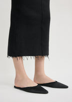 Frayed satin lounge slippers black
