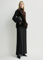 Shearling-front top espresso