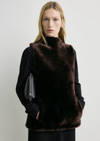 Shearling-front top espresso