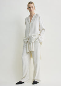 Monogram flannel pj top ecru