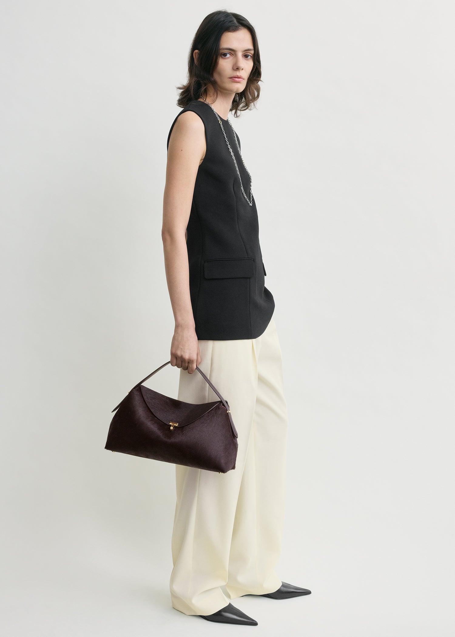 T-lock pony hair top handle wine