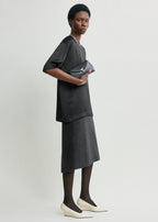 Mini T-lock leather clutch shark