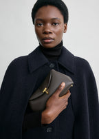 Mini T-lock leather clutch bark