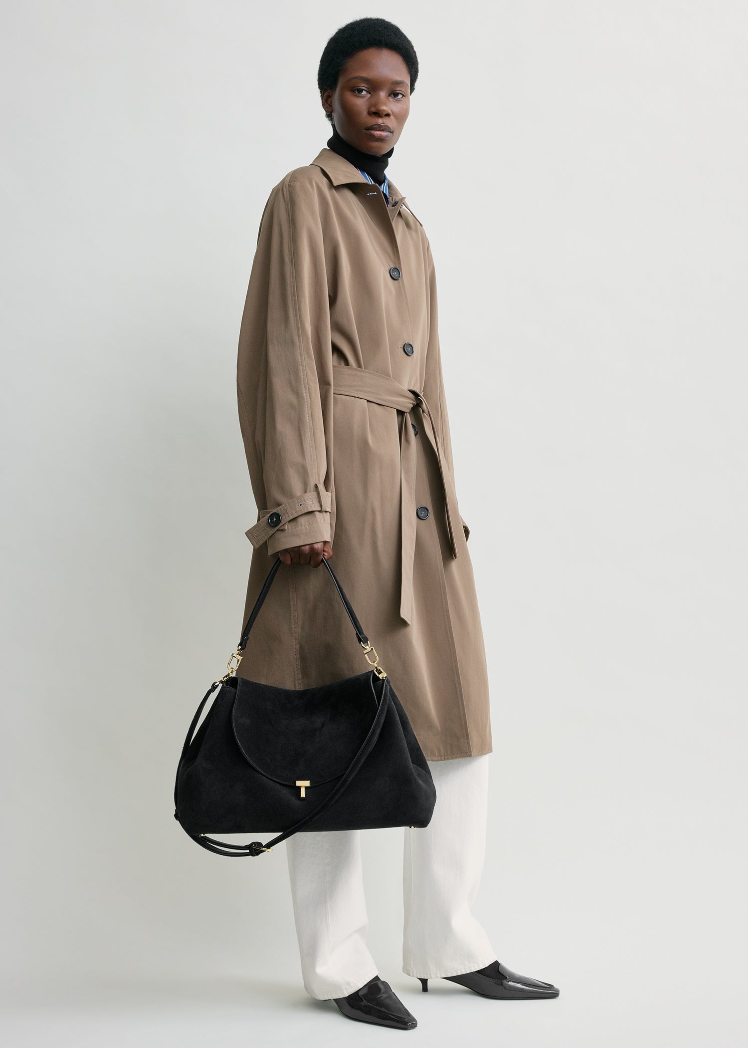 T-lock suede satchel black