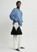 Medium Bevel suede bag black