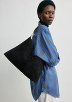 Medium Bevel suede bag black