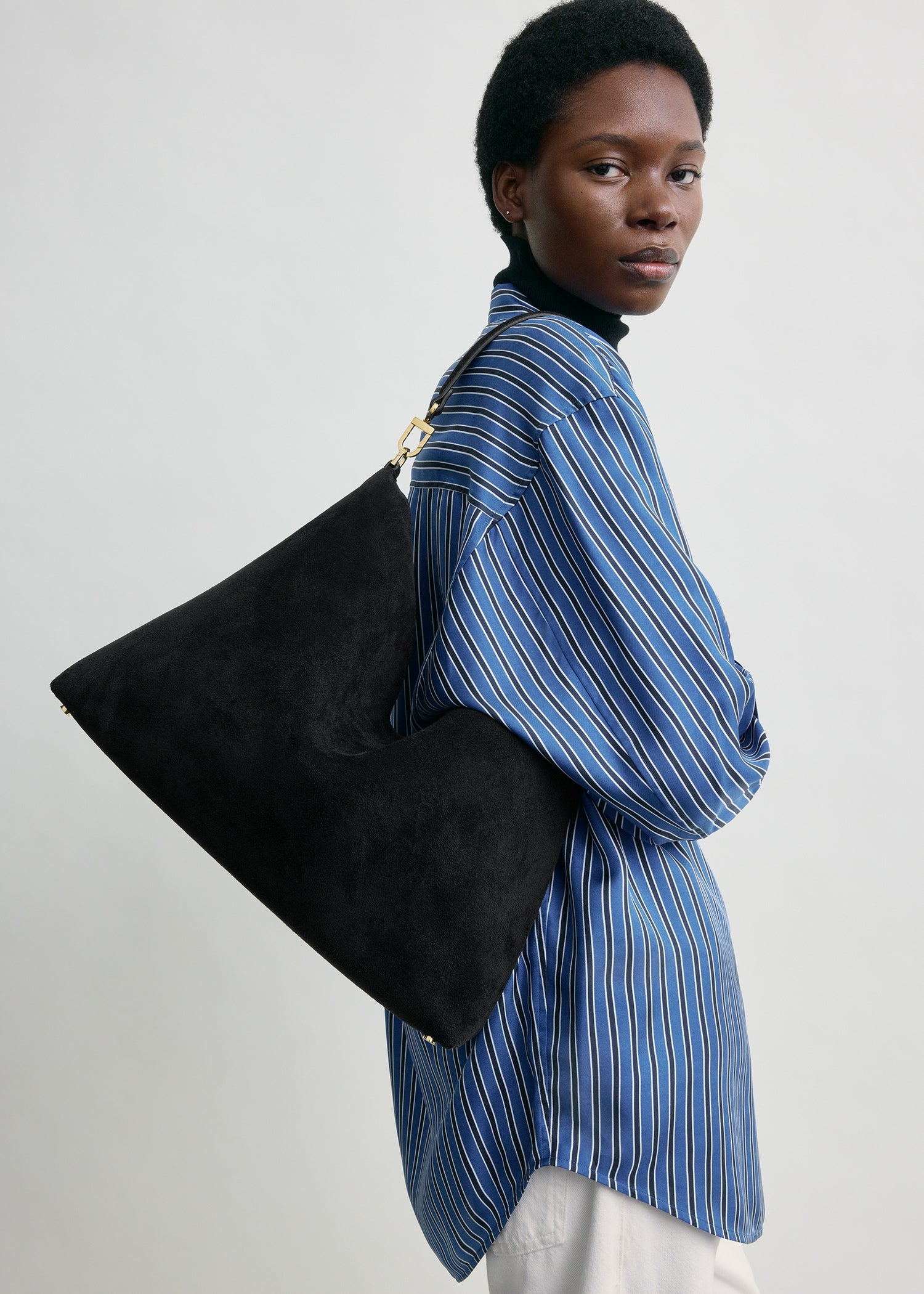 Medium Bevel suede bag black