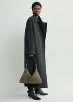 Medium Bevel cord-suede bag dark taupe