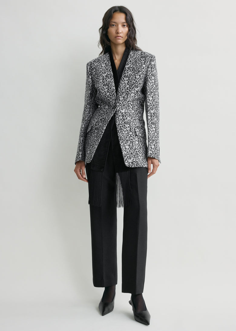Floral slouch blazer white/black