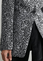Floral slouch blazer white/black