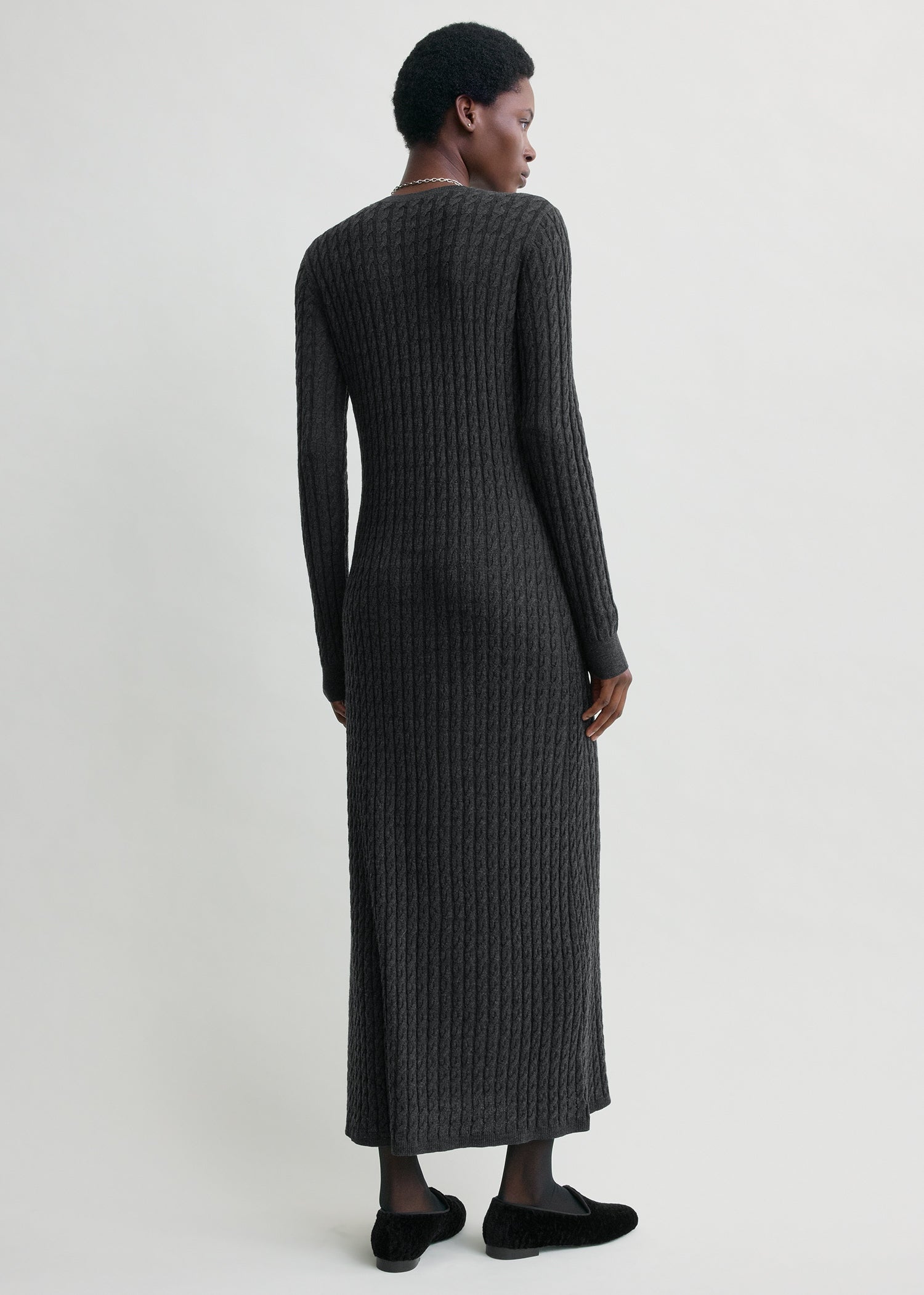 Cable knit dress charcoal