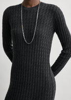 Cable knit dress charcoal