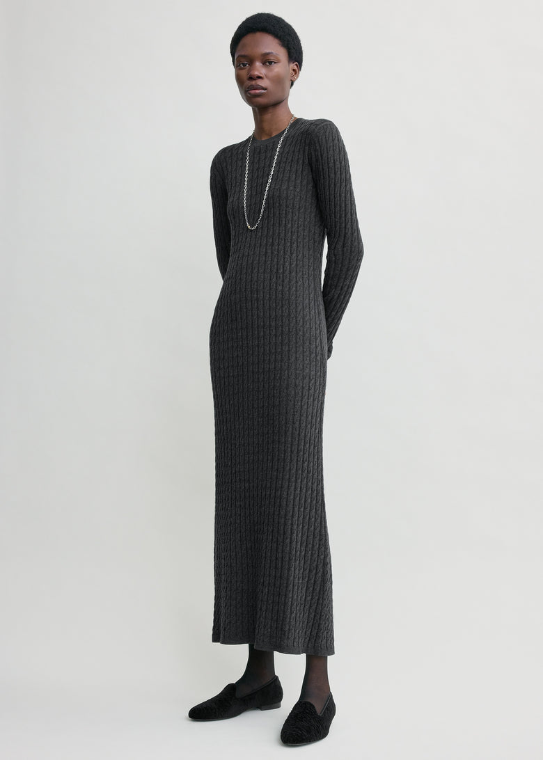 Cable knit dress charcoal