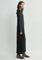 Long satin dress black