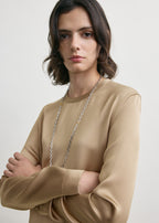 Long satin dress latte