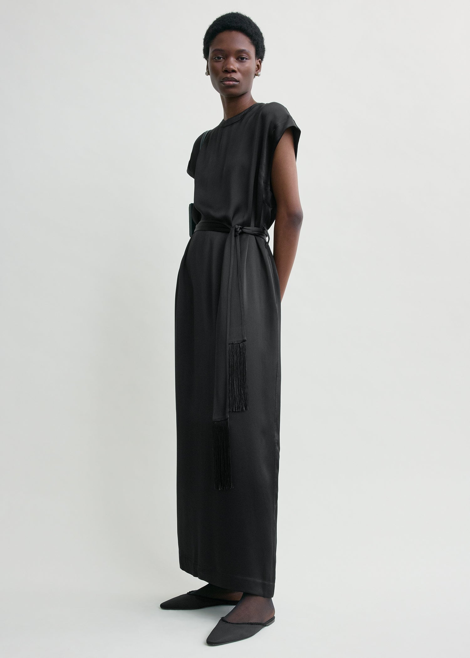Crew satin dress black