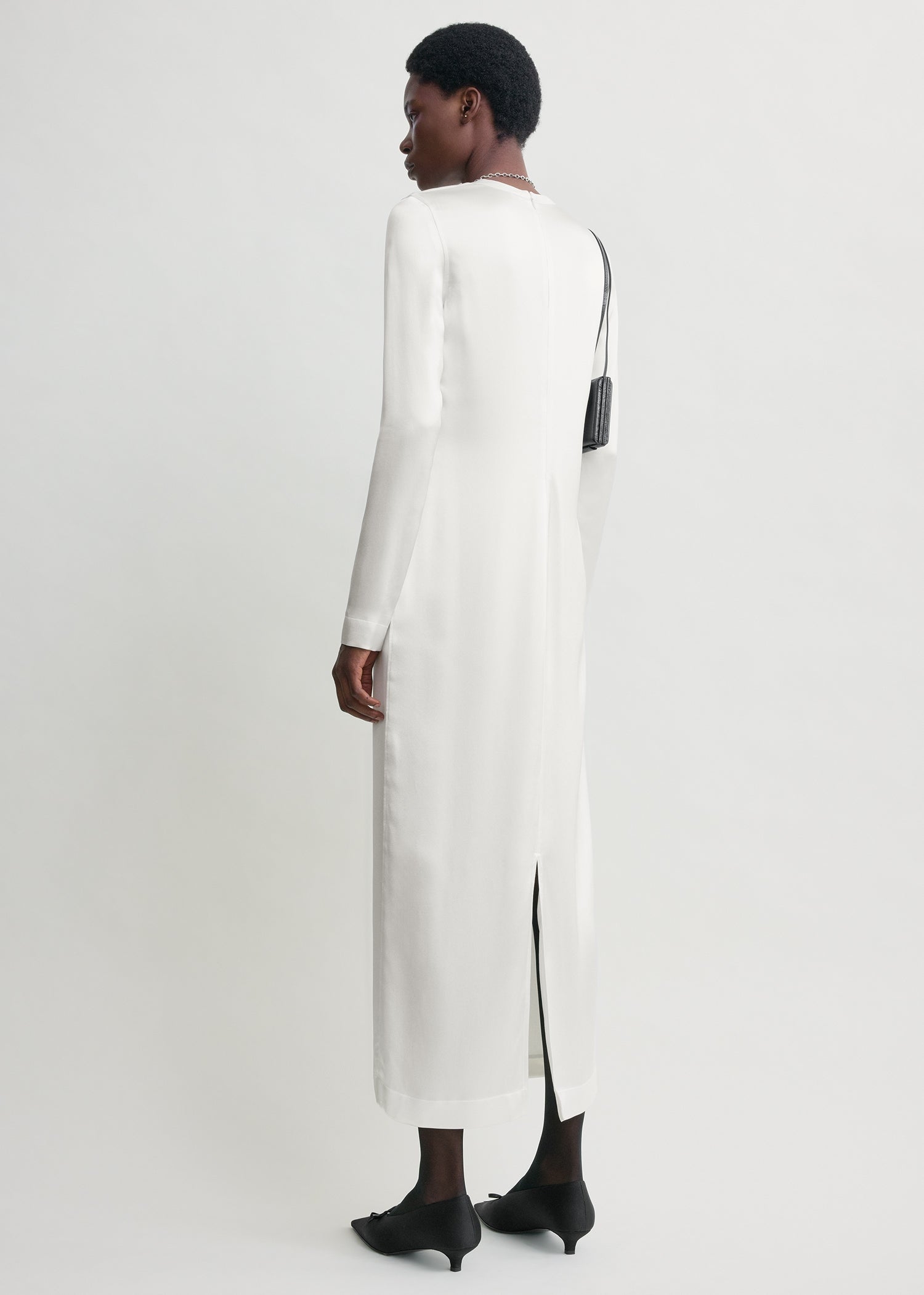 Long satin dress white