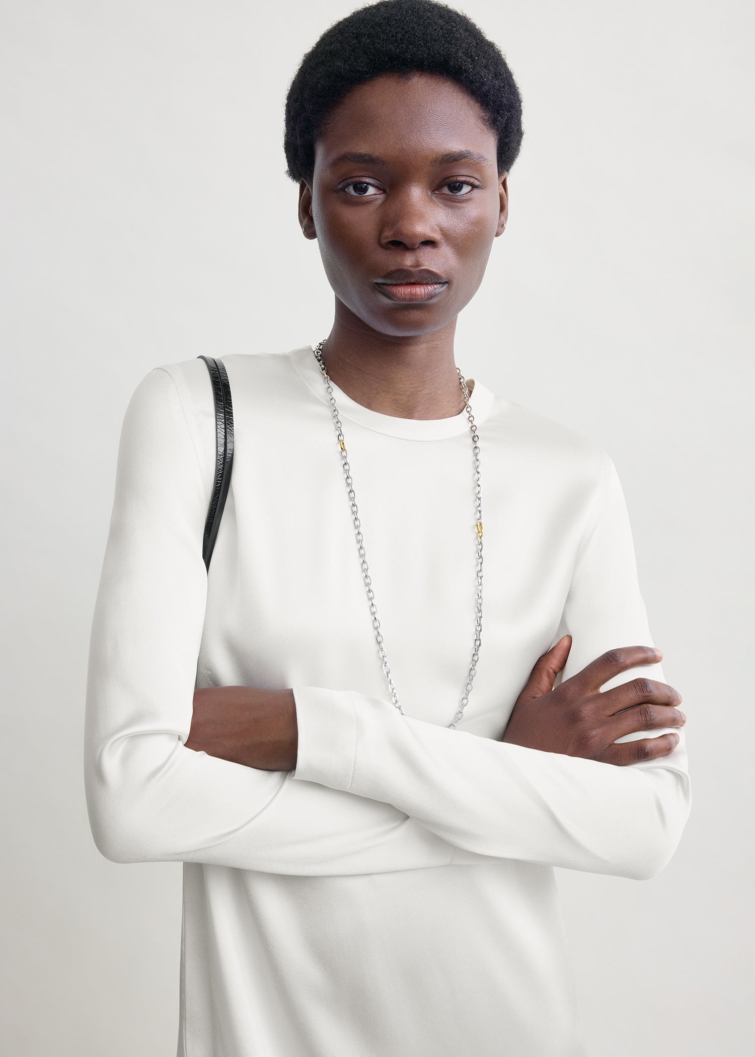 Long satin dress white