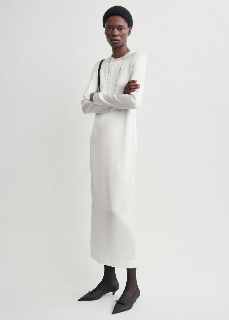 Long satin dress white