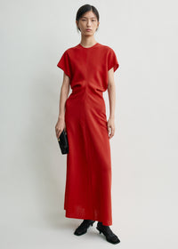 Slouch waist wool dress poppy