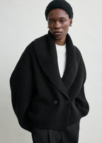 Shawl-lapel cardigan black