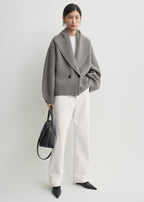 Shawl-lapel cardigan mid grey