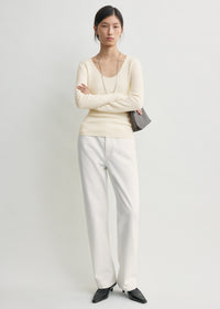 Merino knit top ecru