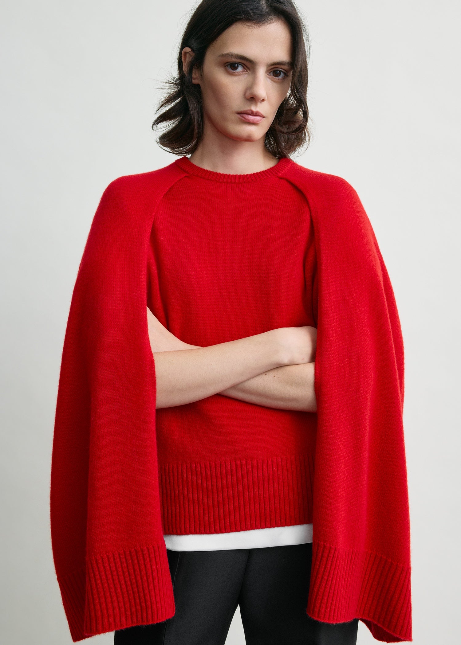 Crew cape knit poppy