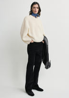 Mohair blend rib knit ecru