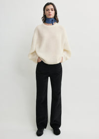 Mohair blend rib knit ecru