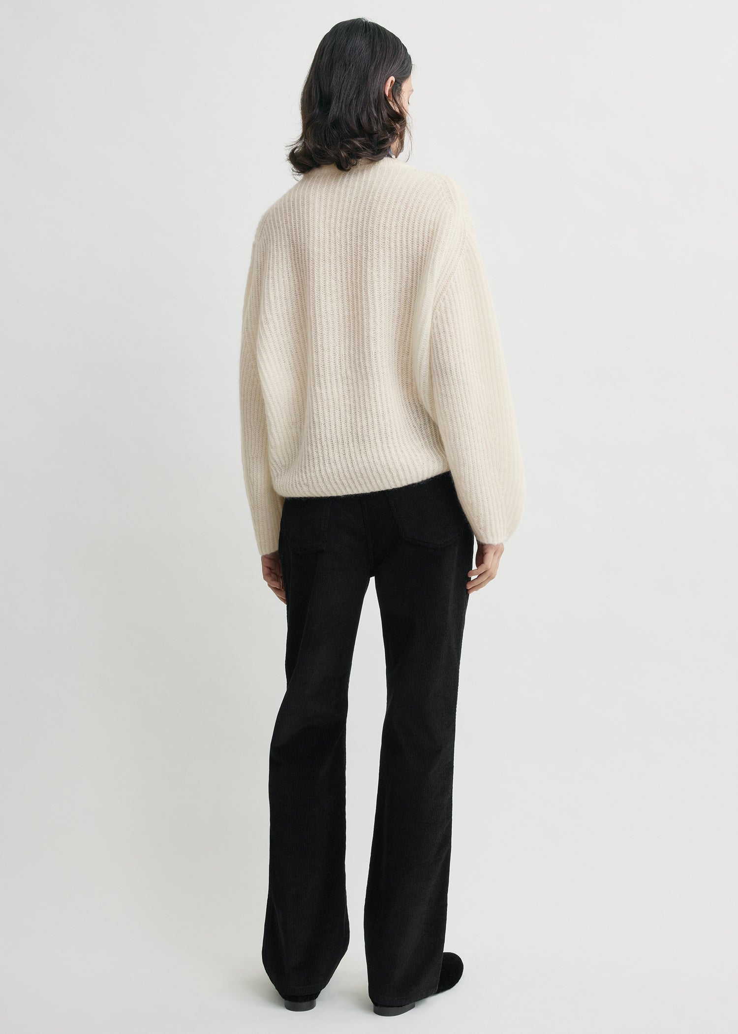 Mohair blend rib knit ecru