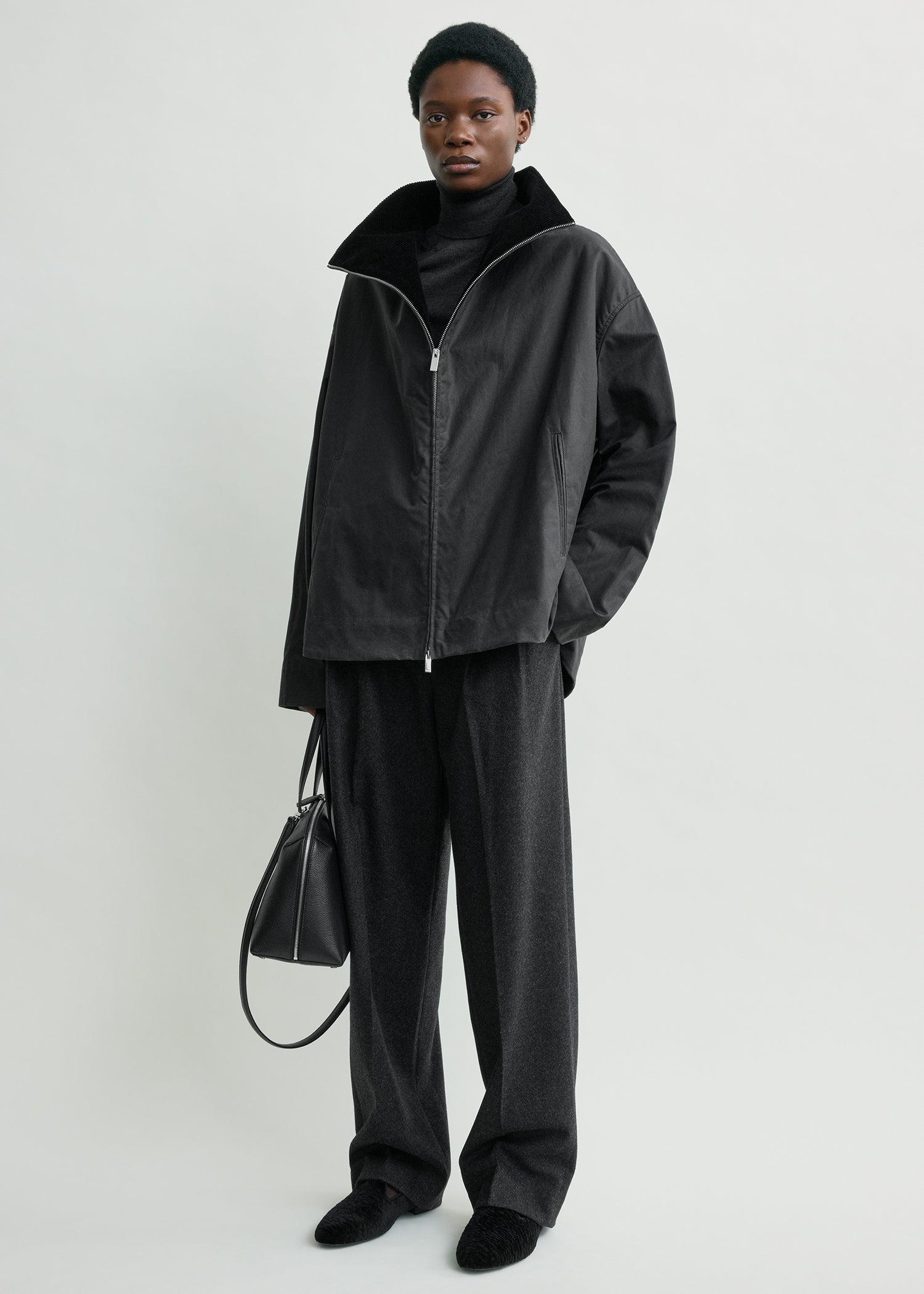 Zipped country jacket washed black