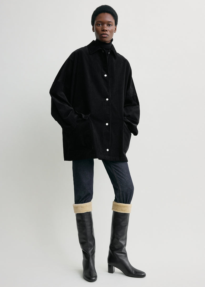 Cord overshirt jacket black
