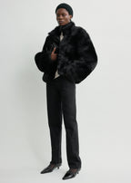 Silky shearling jacket black