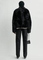Silky shearling jacket black