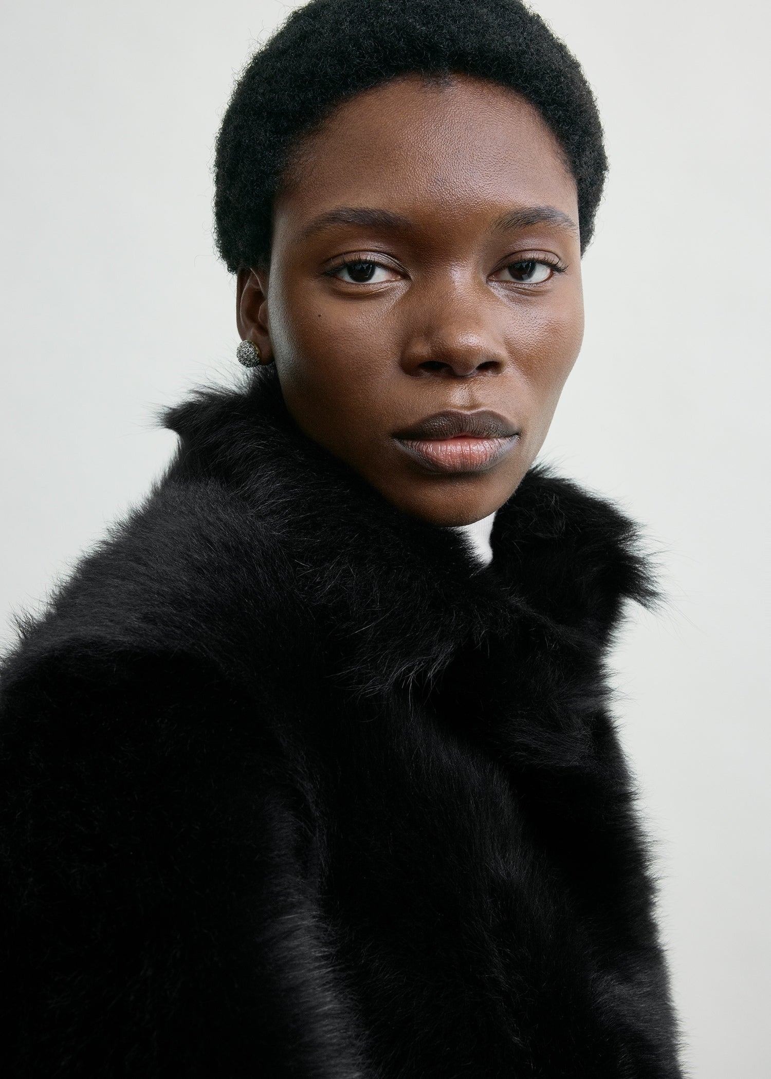 Silky shearling jacket black