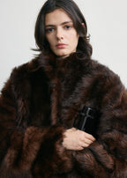 Silky shearling jacket dark brown