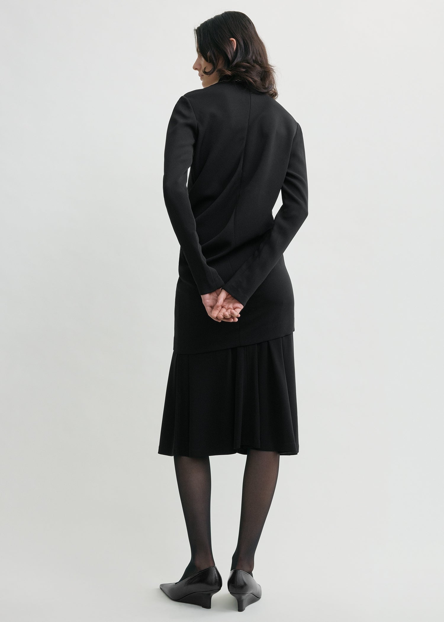 High-neck twist blouse black